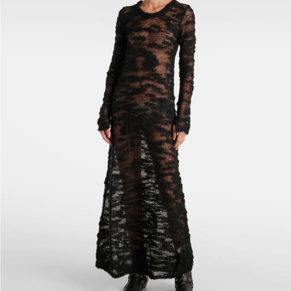 GANNI Sheer Bouclé Maxi Dress